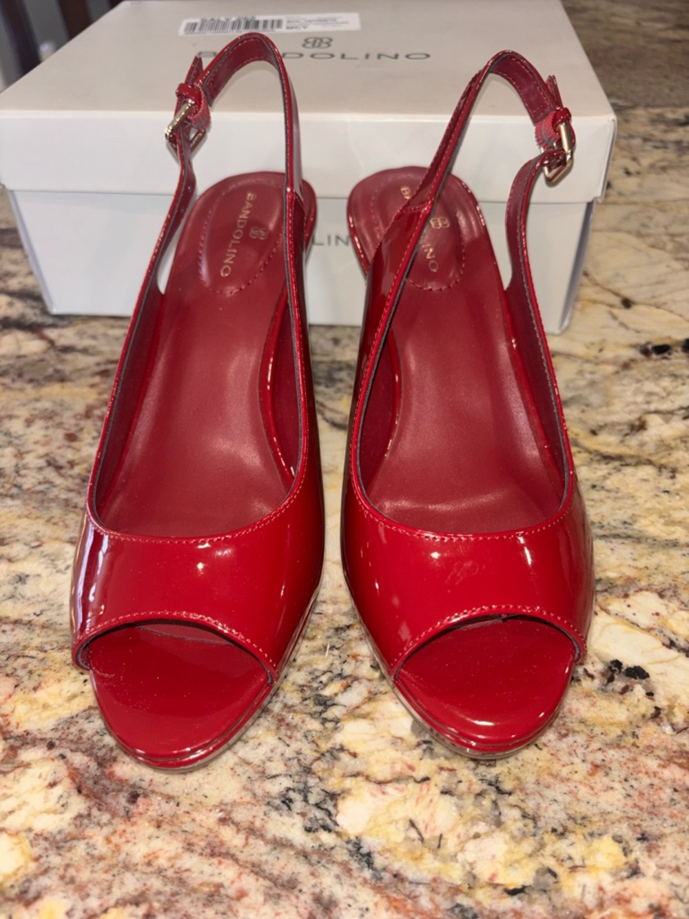 Bandolino Red Patent Slingback Peep-Toe Heels 👠 NIB - Picture 4 of 9